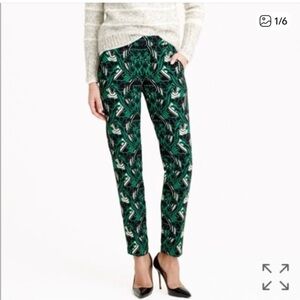 J. Crew Green tuxedo pants in retro floral